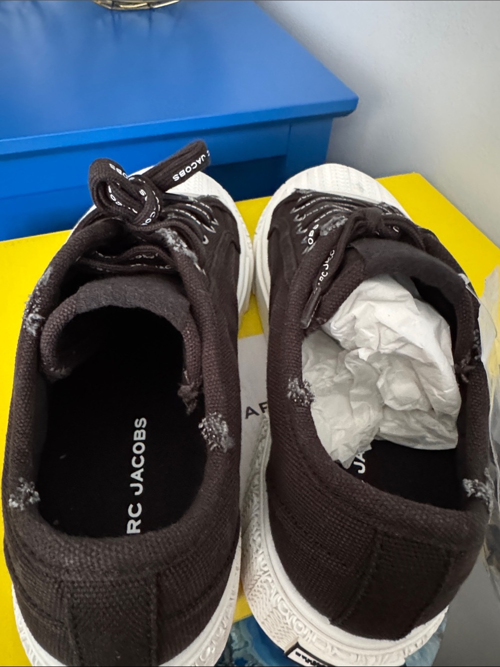 Marc Jacobs The Sneaker Black Canvas Platform Sneakers w/ White Sole - Picture 8 of 11